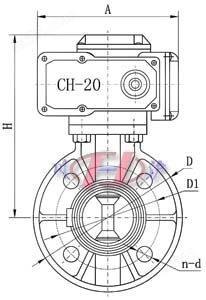 电动塑料蝶阀 (连接尺寸图)