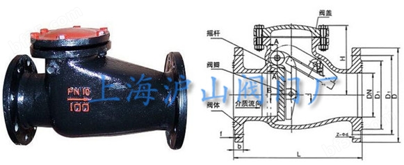 铸铁旋启式止回阀主要外形尺寸