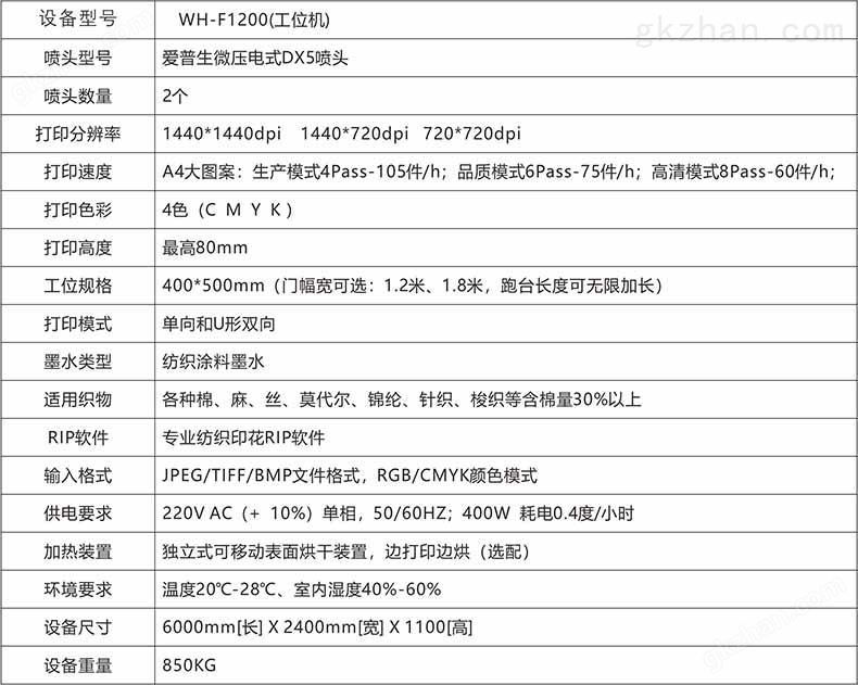 服装直喷印花机参数