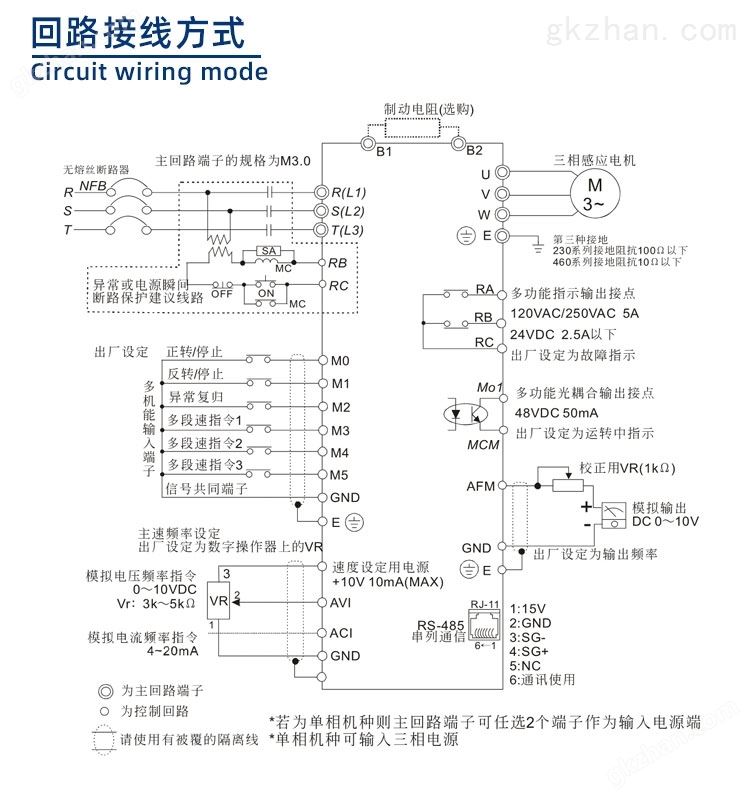 500系列变频器回路接线方式图