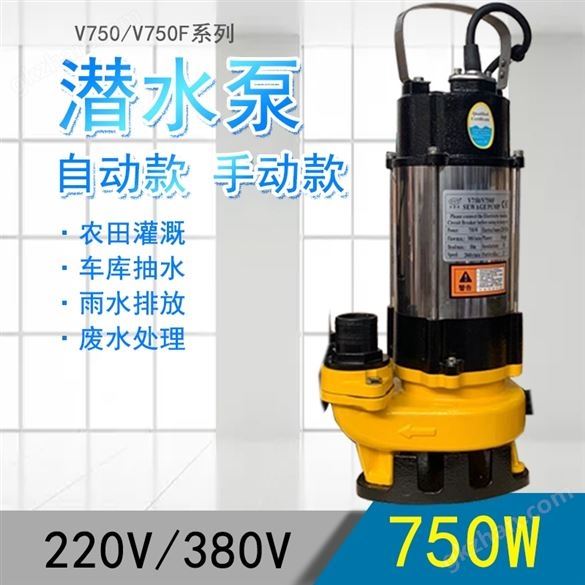 220V可配浮球自动潜水泵V750 3寸铸铁家用泵