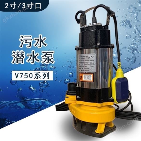 220V可配浮球自动潜水泵V750 3寸铸铁家用泵