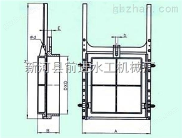 方形铸铁镶铜闸门