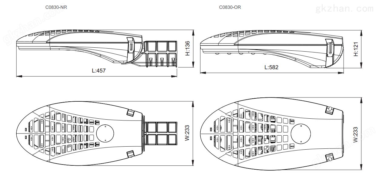 路灯C0830-NR/OR尺寸图