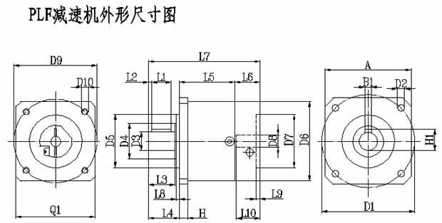 PLF型行星减速机的外形尺寸图