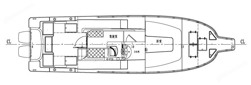 UF32钓鱼艇平面布局图