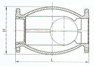 HQ44X无磨损球形止回阀外形尺寸图